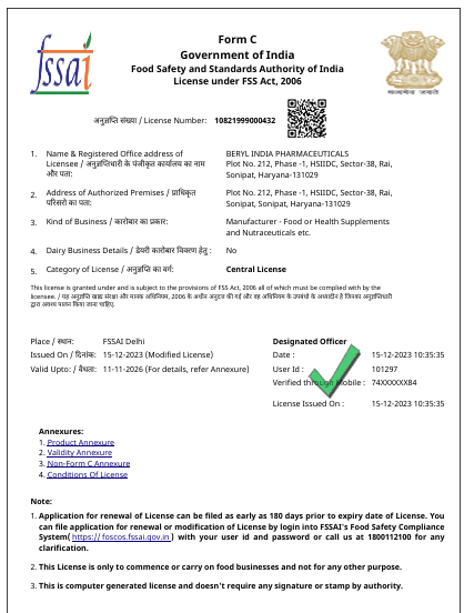 FSSAI License - Food Safety and Standards Authority of India